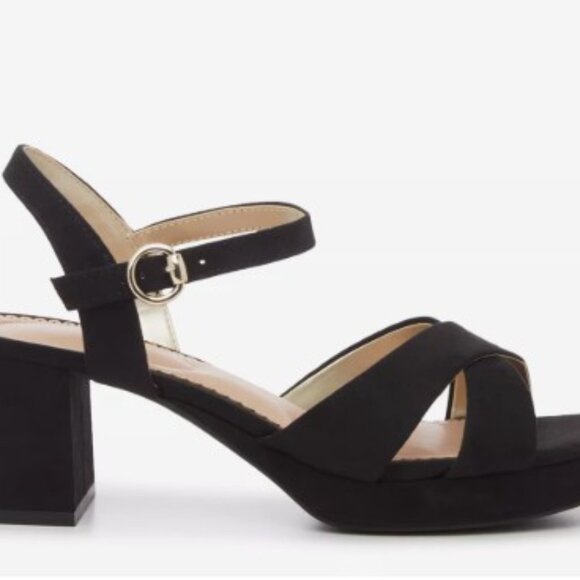 Kelly & Katie Liliena Sz 9 Black Microsuede Platform Sandal (Worn once) - Picture 4 of 16